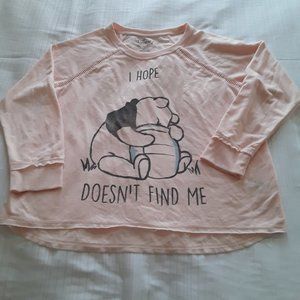 EUC Disney Winnie the Pooh I Hope Monday Doesn't Find Me Sleepwear Top Small